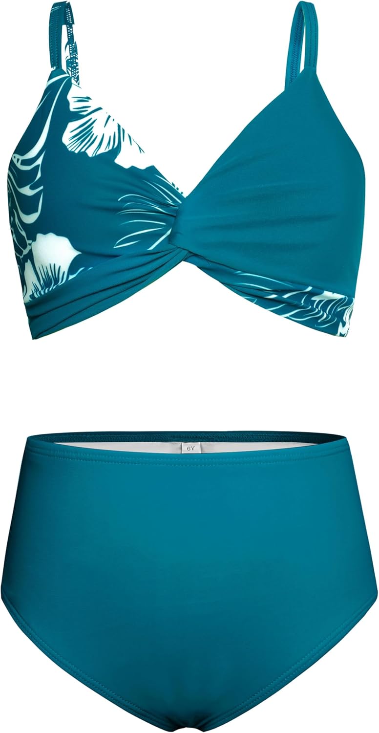 GRACE KARIN Teen Girls Bathing Suits Kids 4 Piece Long Sleeve Swimsuit Kimono Up Pants Bikini Tankini Set Swimwear - Image 5