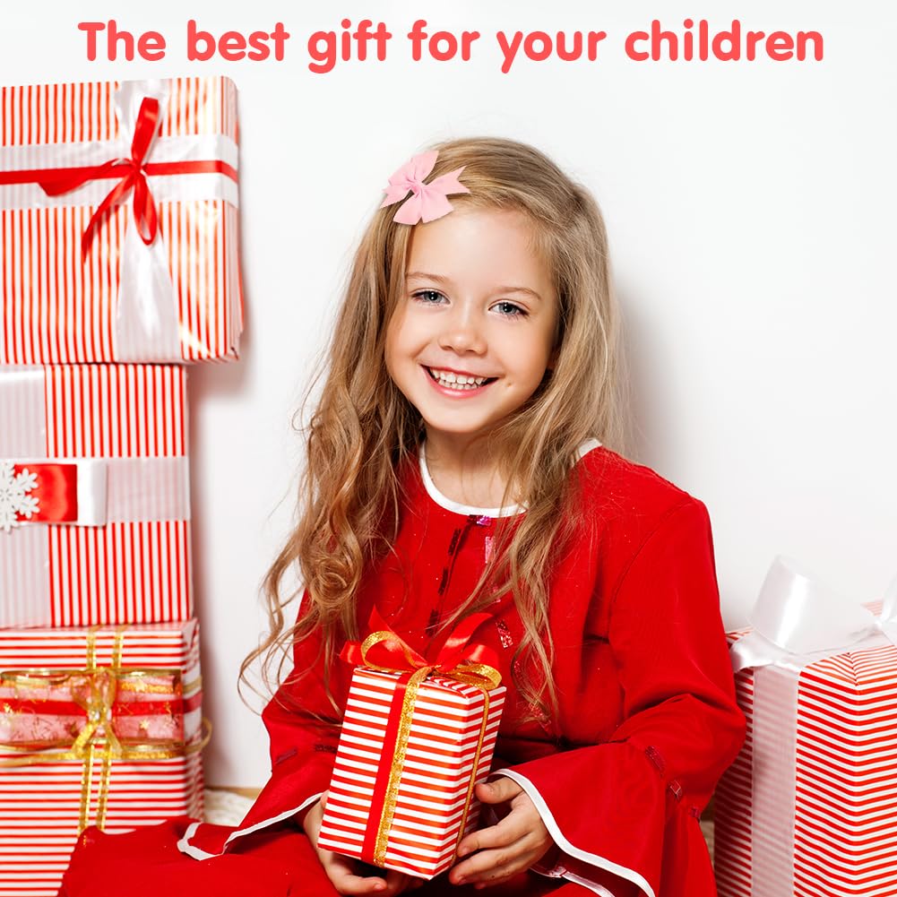 LOPHE Accesorios Pelo Niña, 77 Unidades Lazos Pelo Bebe, Horquilla de Lazo Set con Gomas Elástica, Clips, Pinzas de Estrella, Coleteros, Varios Estilos, Prendedores Pelo Niñas (Rosa)