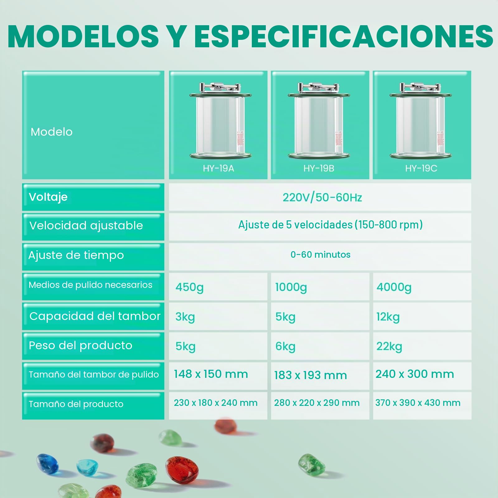 Huanyu Pulidor de la joyería 5kg Capacidad Barril Tumbler Pulidor Rotary Tumbler Máquina de pulido de barril con 450g perlas de pulido