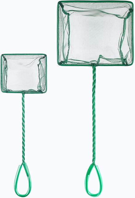 Uniclife 10/15/20 cm Aquarium Fish Net Fine Mesh Fish Catch Nets with Plastic Handle - Green