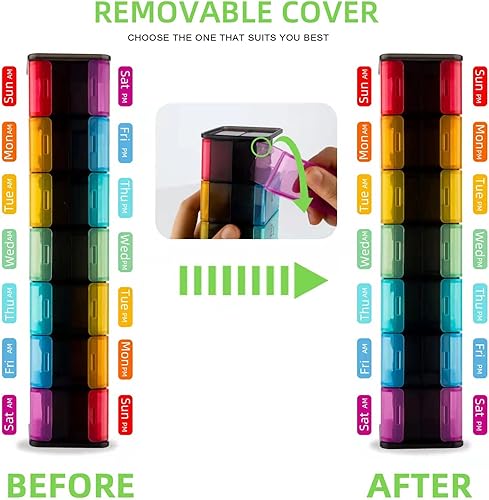 Miniatura 5 de Organizador de pastillas semanal extra grande, pastillero AM/PM de 7 días con compartimento XXL para aceites de pescado, organizador de medicamentos