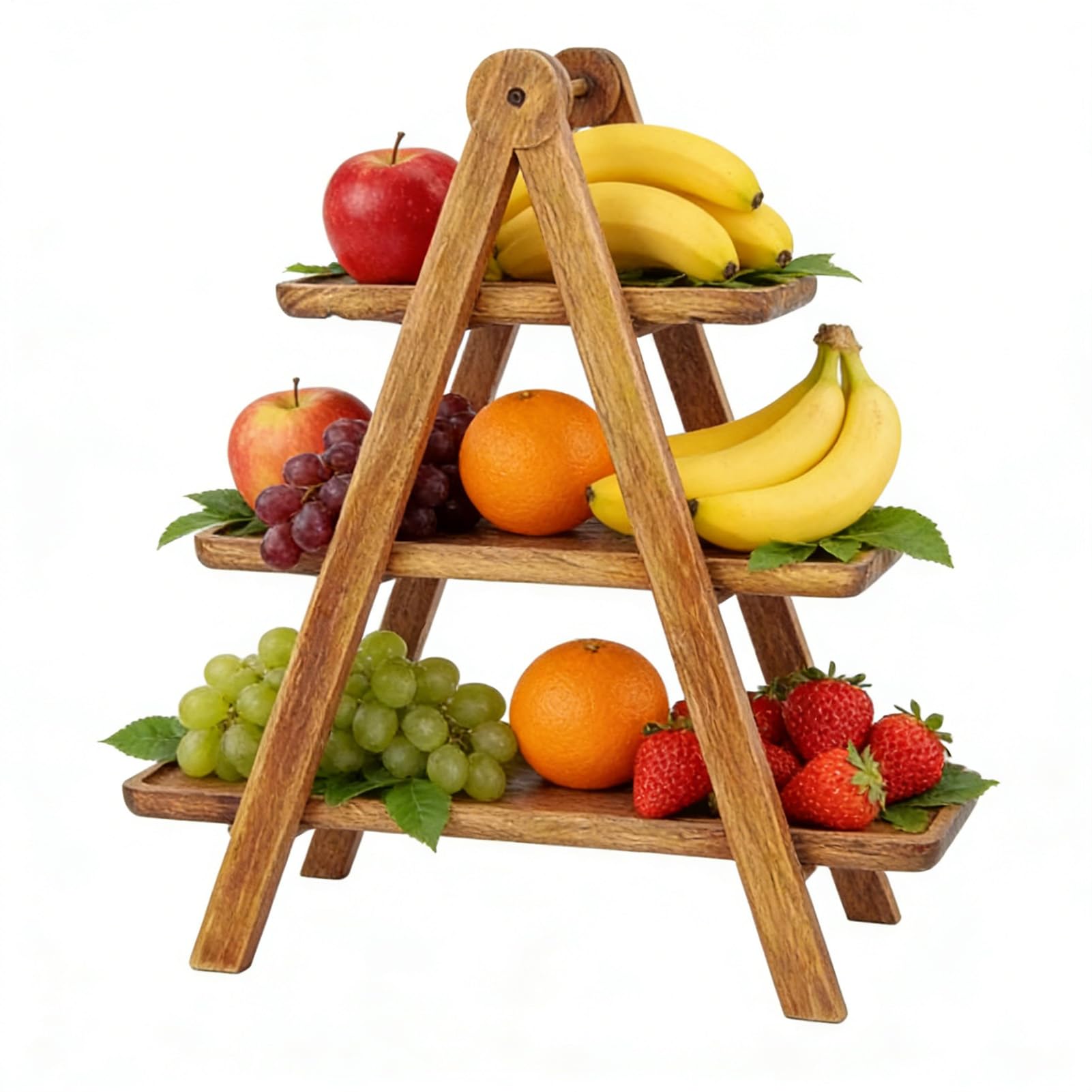 Wooden Cupcake Stand - 3 Tier Detachable & Rectangle Serving Tray | Rustic Tiered Cake Stand For Wedding, Birthday Party & Dessert Display | Easy-Clean Afternoon Tea & Charcuterie Platter