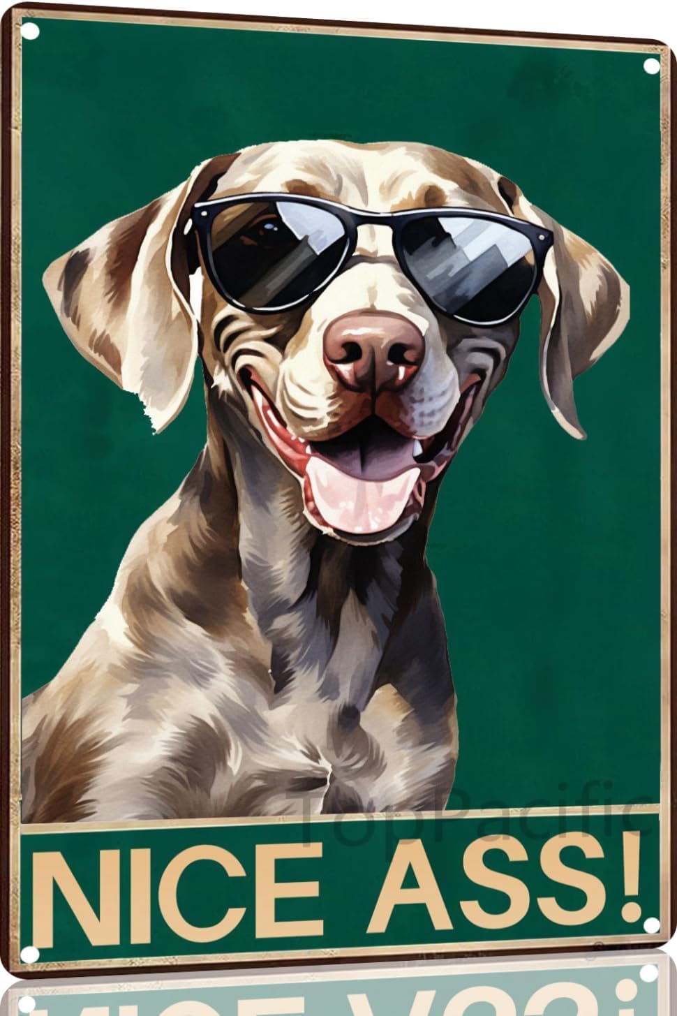 Kwqdozf As Pic Vintage Weimaraner Art Metal Sign, Funny Bathroom Toilet Sign Nice Ass Wall