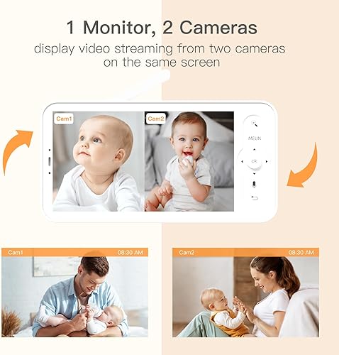Miniatura 4 de ARENTI 5 pulgadas 720P bebé monitor inalámbrico Sreen 1M, reemplazo para AInanny