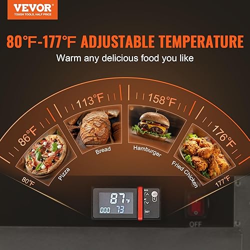 Miniatura 2 de VEVOR Calentador de alimentos Hot Box, calentador de concesión de 25 x 15 x 24 pulgadas con bandeja de agua, cuatro sartenes desechables de