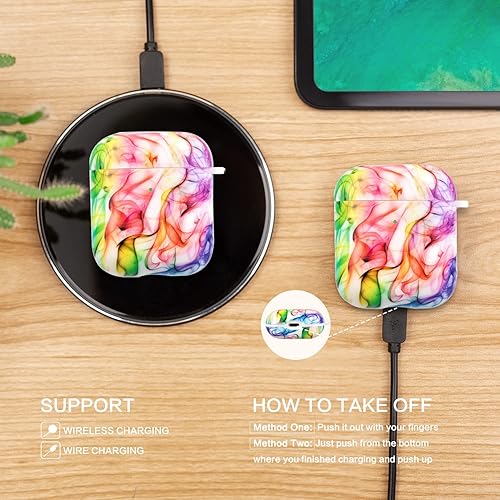 Vista 59 de Cutebricase Funda para Airpods, Paris Tower Airpod Funda protectora rígida para Apple AirPods 2 y 1 con llavero compatible con carga inalámbrica