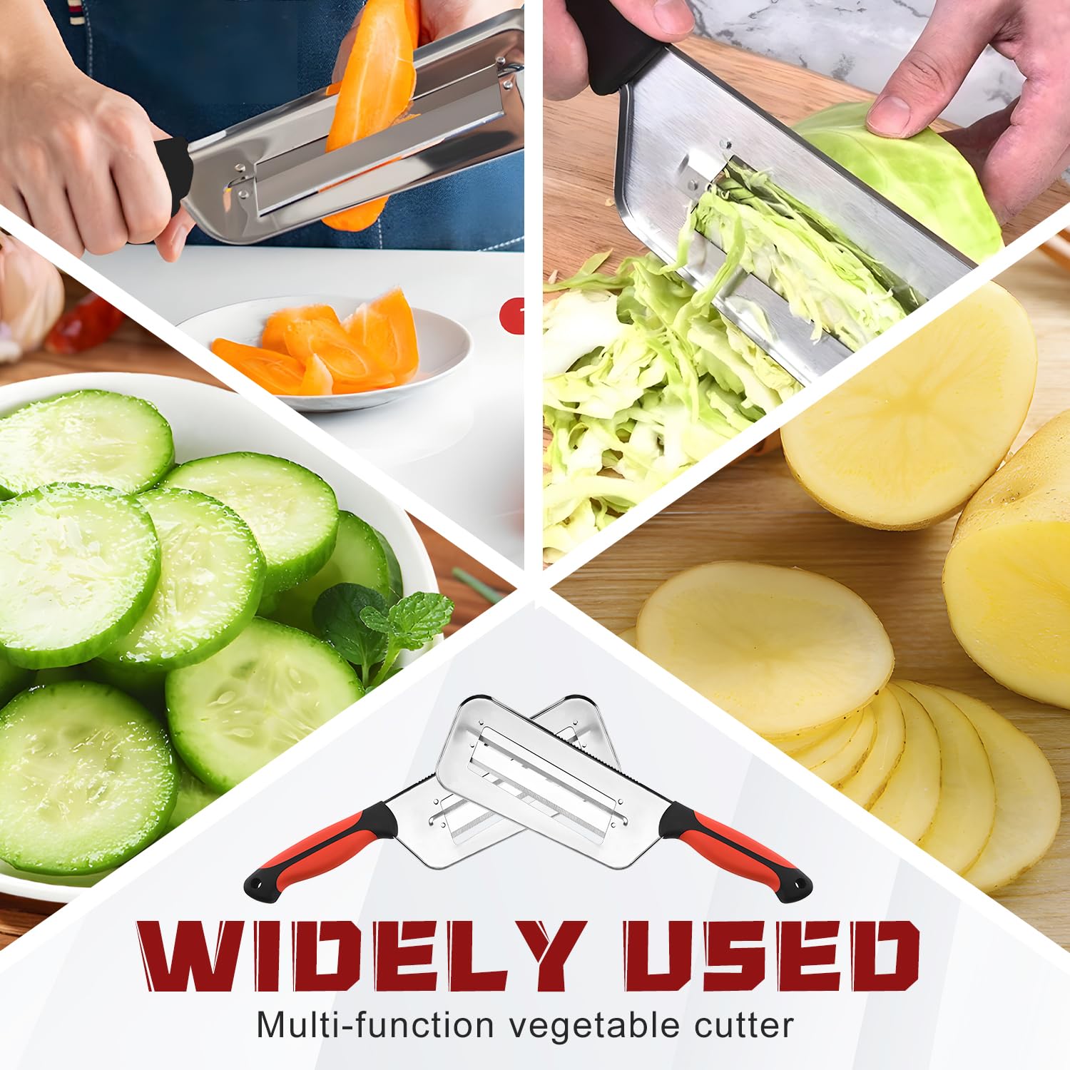 Multifunctional Vegetable Cutter, 2025 Stainless Steel Double-layer Slicer, Cabbage Slicer Shredder, Stainless Steel Shredder Knife,Shredders Knife for VegetablesStainless Steel Vegetable Cutter