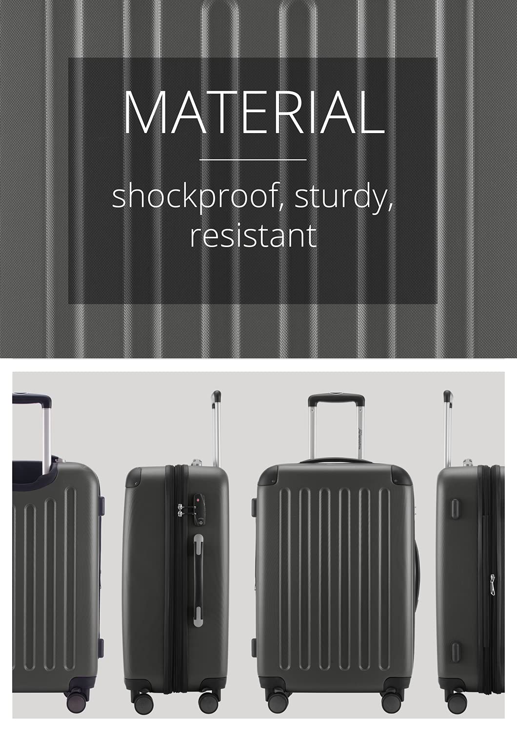 HAUPTSTADTKOFFER - Spree - Maleta rígida, Trolley expandible, Equipaje de Viaje, 4 Ruedas Dobles, TSA, 65 cm, 74 litros, Champán — view 168