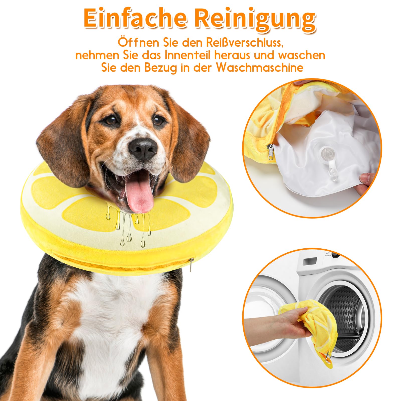 Aufblasbare Halskrause Hund & Katzen, Bequeme Hundekragen Leckschutz mit Kordelzug, Einstellbar Leckschutz Hund für Genesung nach Operationen oder Wunden, Blockiert Nicht die Sicht, L
