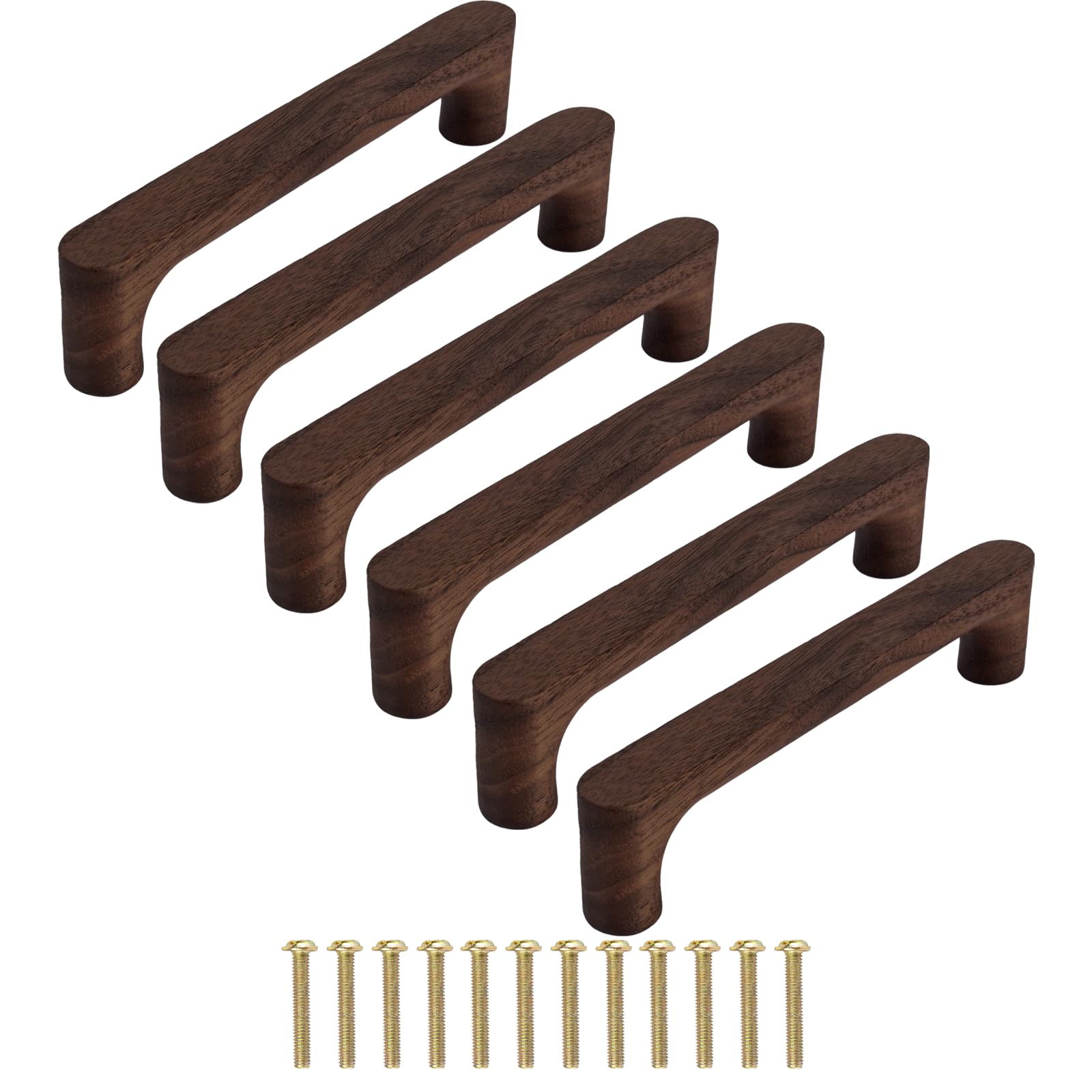 Meuble en Bois Massif Noyer Foncé Couleur Bois Original Simple et Moderne pour Armoire Porte Tiroir Commode (6, 128MM)