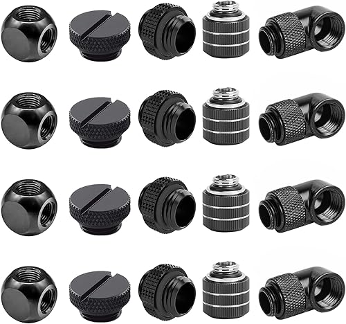 Dracaena 20 piezas de accesorios de enchufe G14 pulgadas para sistema de refrigeración por agua de computadora, montaje de bola de 4 vías, juego de