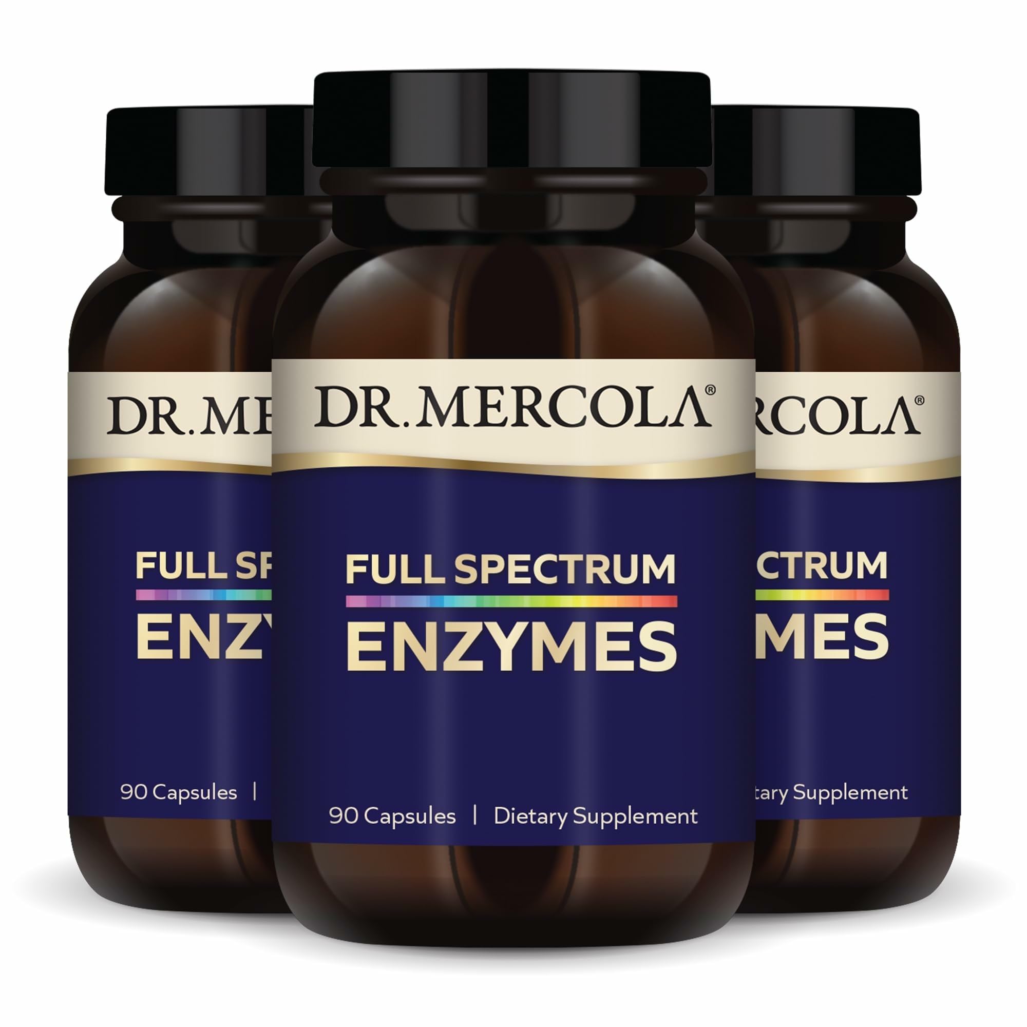 Dr. Mercola Full Spectrum Enzymes, 90 Capsules, 3 Pack (90 Servings) 30 Count (Pack of 3)