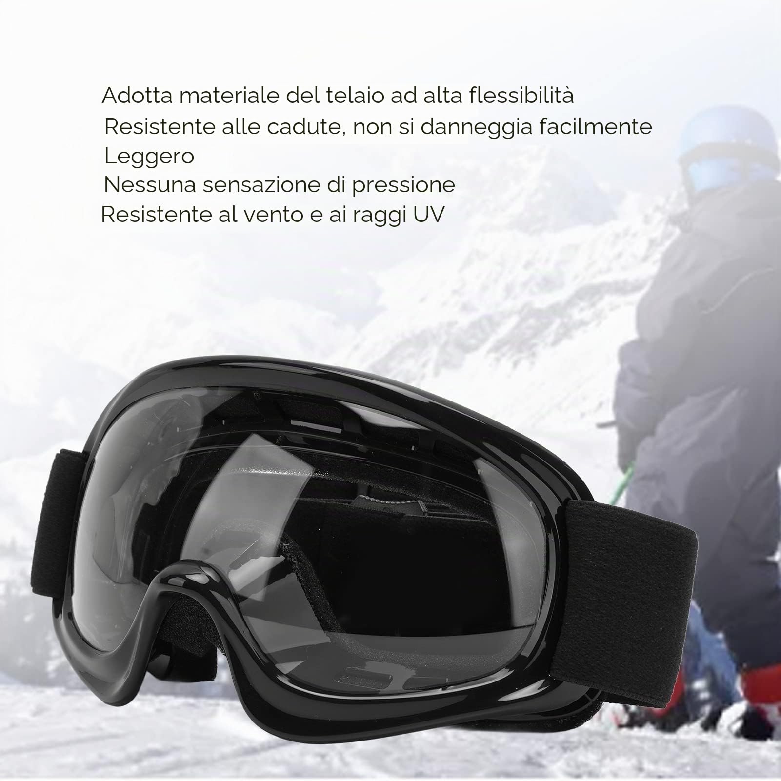 Pssopp Occhiali Motocross Bambini Moto, Occhiali Bambini Occhiali Moto, Protezione UV Leggera Sicurezza Bambini Occhiali da Sci Antivento per ATV per Moto per Sci