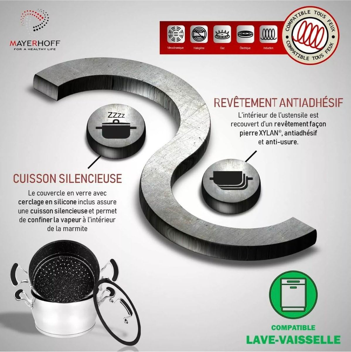Couscoussier in acciaio inox, Interni in pietra, 6 litri