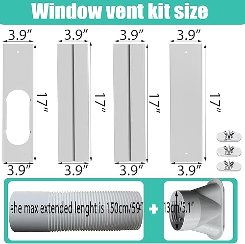 Miniatura 2 de Kit de ventilación de aire acondicionado portátil con manguera de escape de 5.1 pulgadas de diámetro, manguera de escape ajustable de 59 pulgadas de