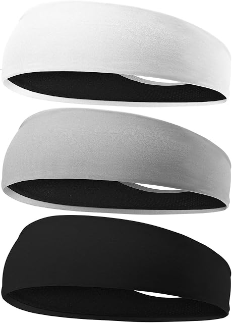 EasYoung Headbands for Men, 3-Pack Sweat Wicking Men's Headbands, Mens Sport Headbands for Running, Non-Slip, Breathable