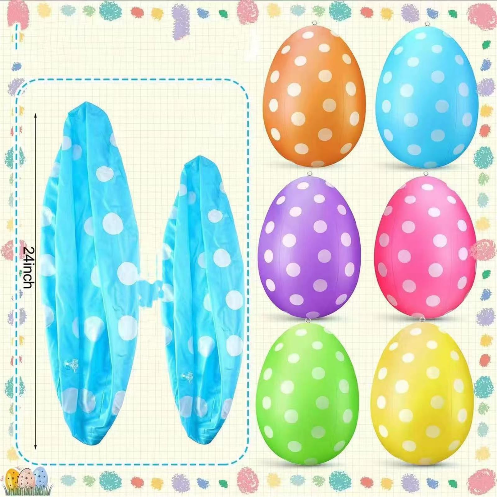 Ostereier Zum Aufhängen Draussen Outdoor Deko 61 cm 61 cm 21 in Mit Kordel Ostern Groß Easter Egg Befüllen Osterdeko Eier Pastell Bunte (12 Stücke)