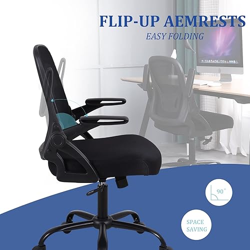 Miniatura 4 de Flysky Silla de oficina, silla ergonómica de escritorio, cómodas sillas de malla para computadora con altura ajustable, respaldo medio, moderna