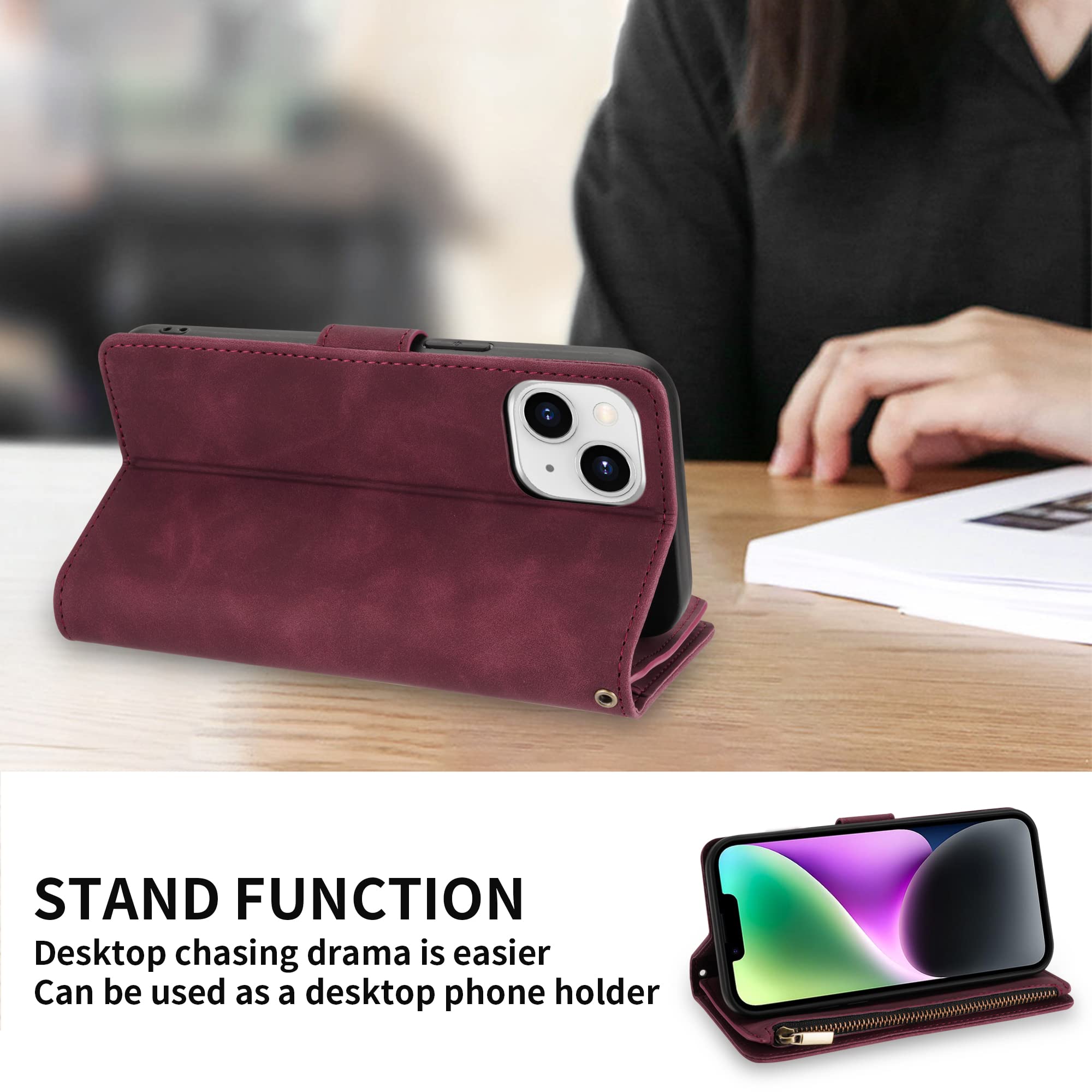 Amazon.com: ZZXX for iPhone 14 Case Wallet with [RFID Blocking