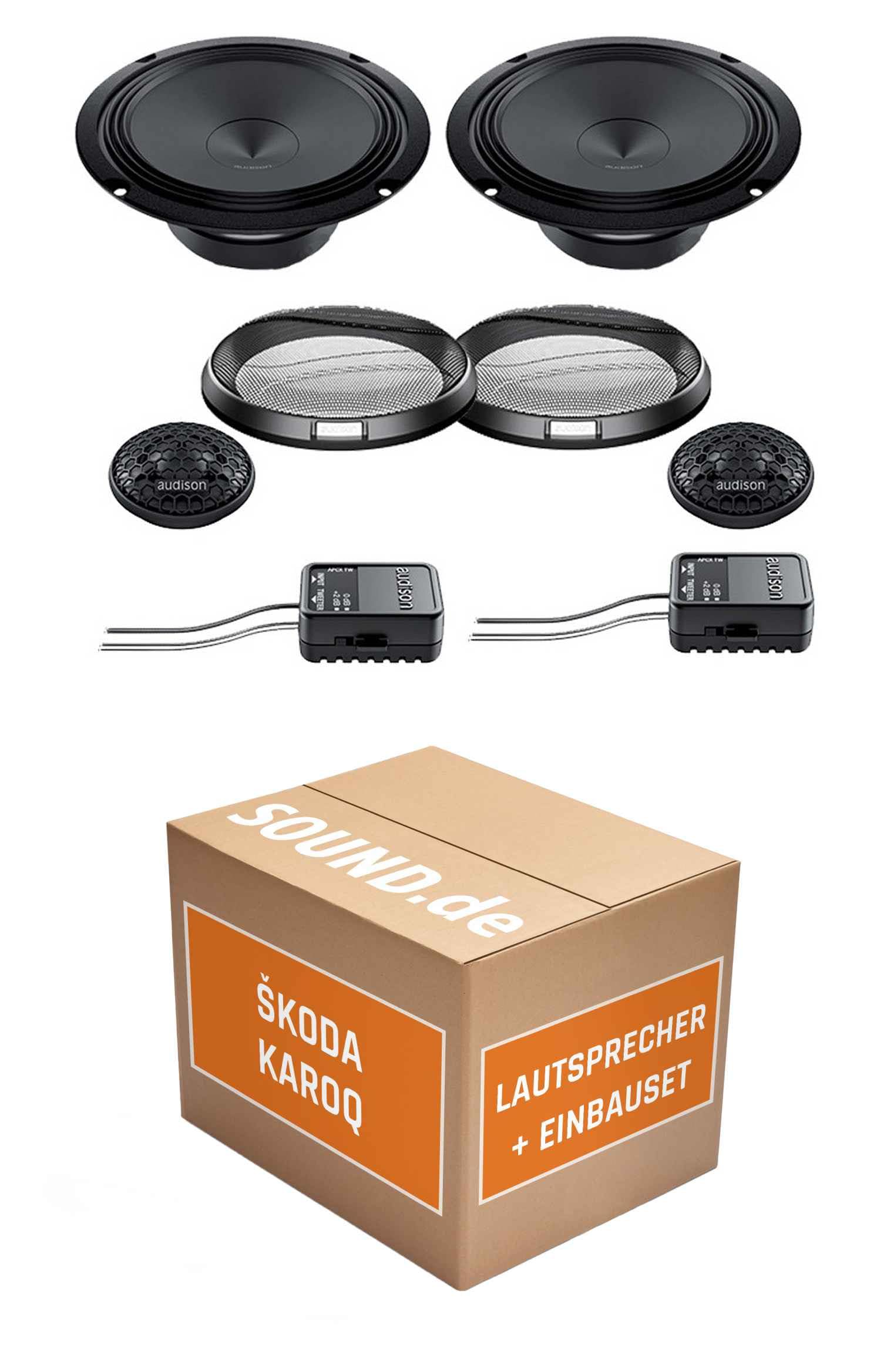 JUST SOUND best choice for caraudio Lautsprecher Boxen Einbaupaket für Audison APK-165 kompatibel mit Skoda Karoq vorne | 2X Tief-Mitteltöner 2X Hochtöner