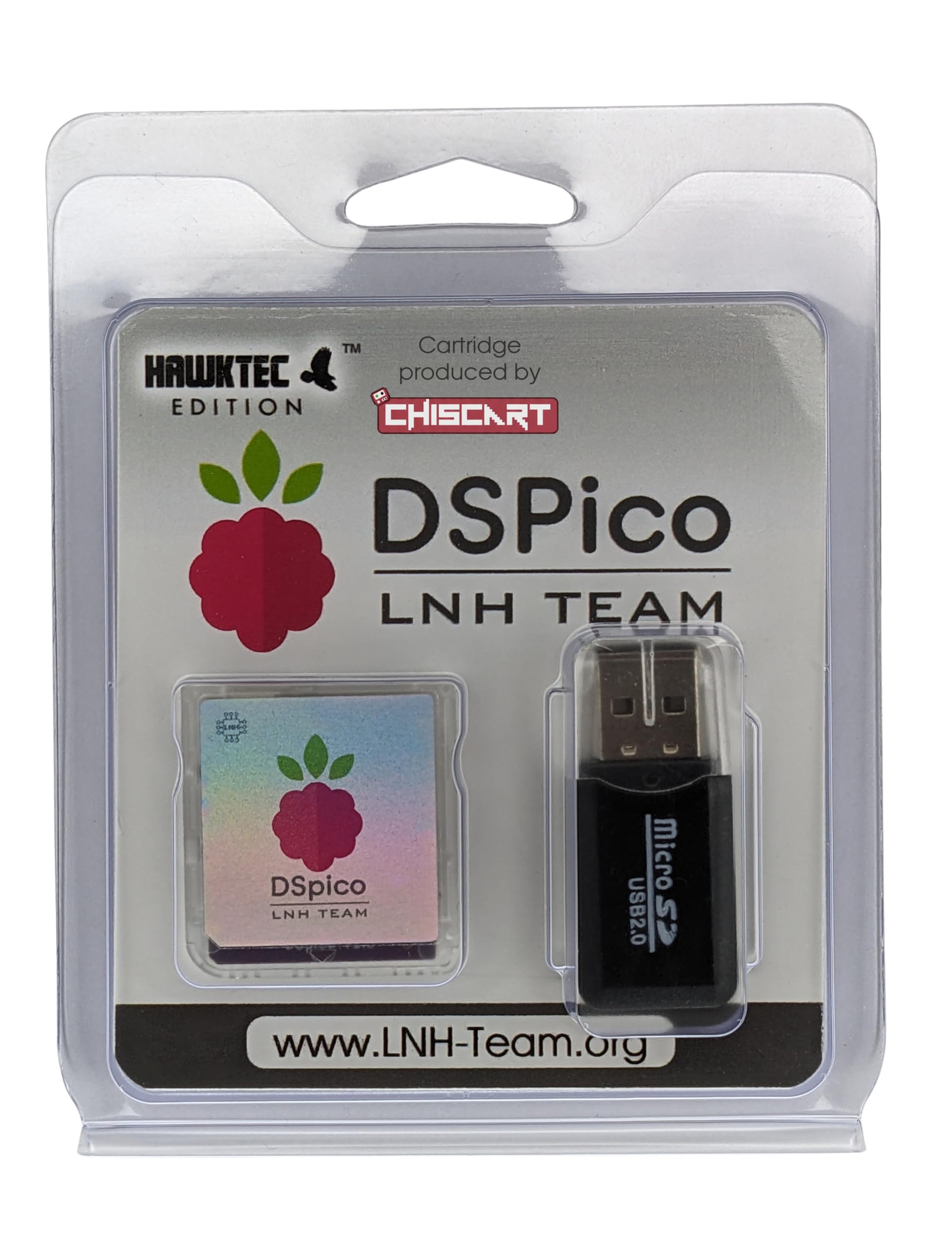 HawkTec Edition DSPico Flash Cart Adapter Card Compatible w/NDS DS DSi 2DS 3DS (R4 Upgrade) – Built on LNH Team Open-Source Platform, RP2040 Powered, Picolauncher (No Micro SD (Adapter Included))