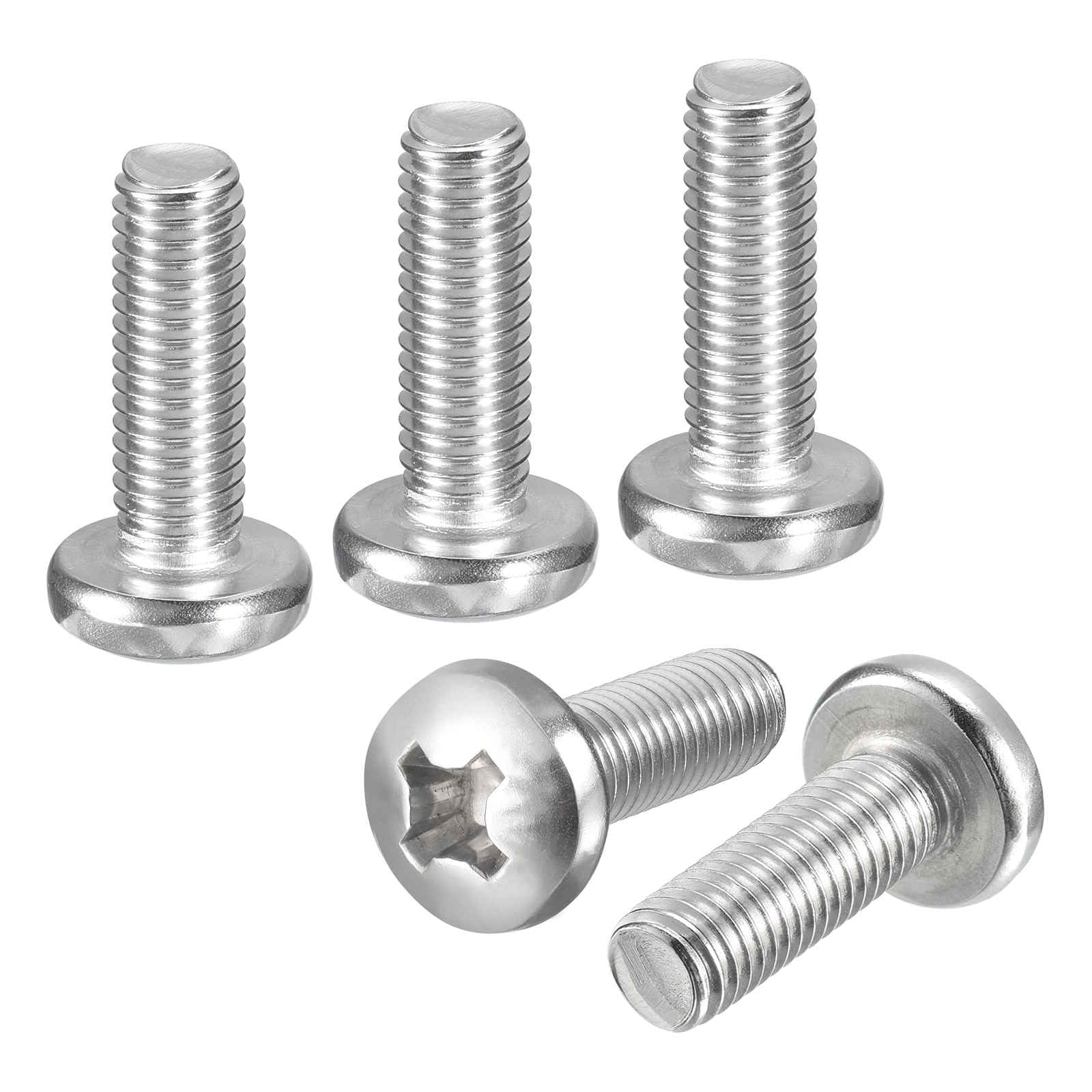 DTGN M4-0.7x40 Pan Head Machine Screws - 60pcs - Good for Machinery - 304 Stainless Steel Phillips Machine Screws Bolts - Silver