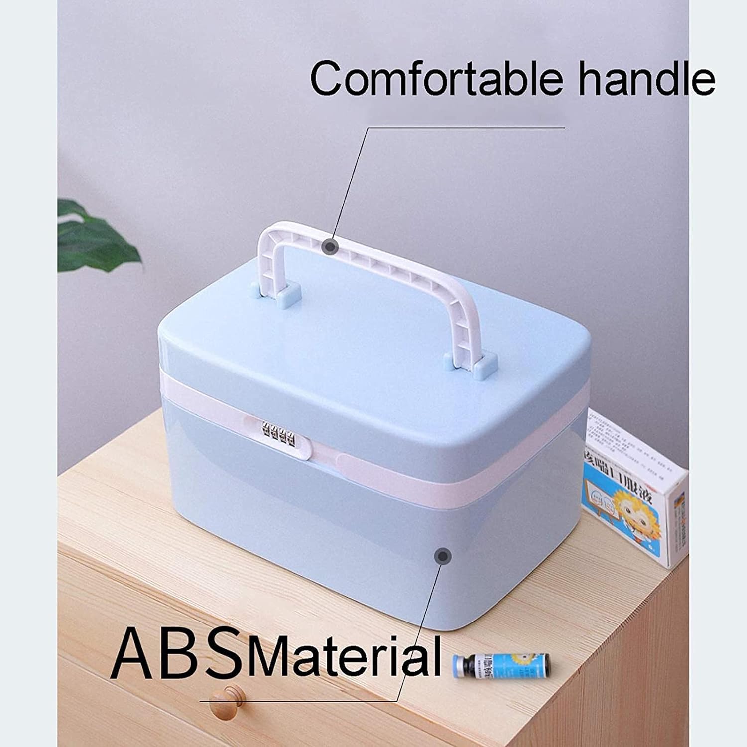 コンビネーションロック 薬箱 収納ボックス プラスチック容器 薬庫 薬庫 薬箱 薬 ハンドキャリー 家族 緊急キット ABS素材 3
