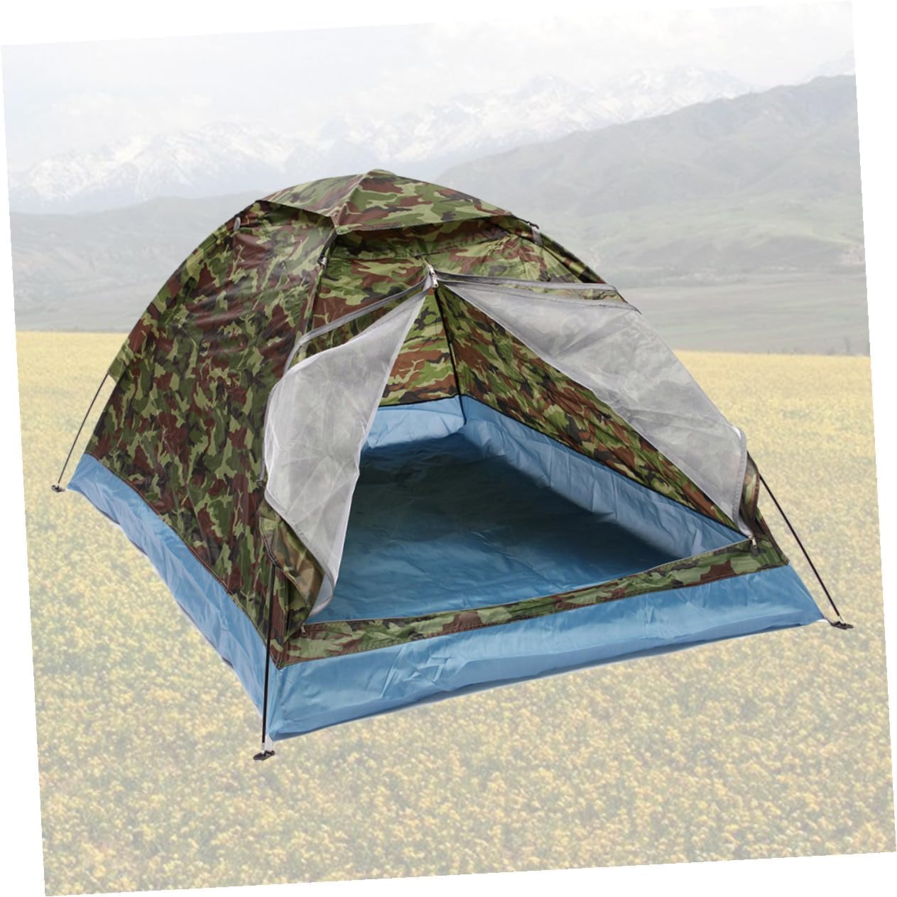 GLEAVI Double Person Camping Tent Camouflage Single Layer Outdoor Beach Shelter Family Tent for Travel and Hiking