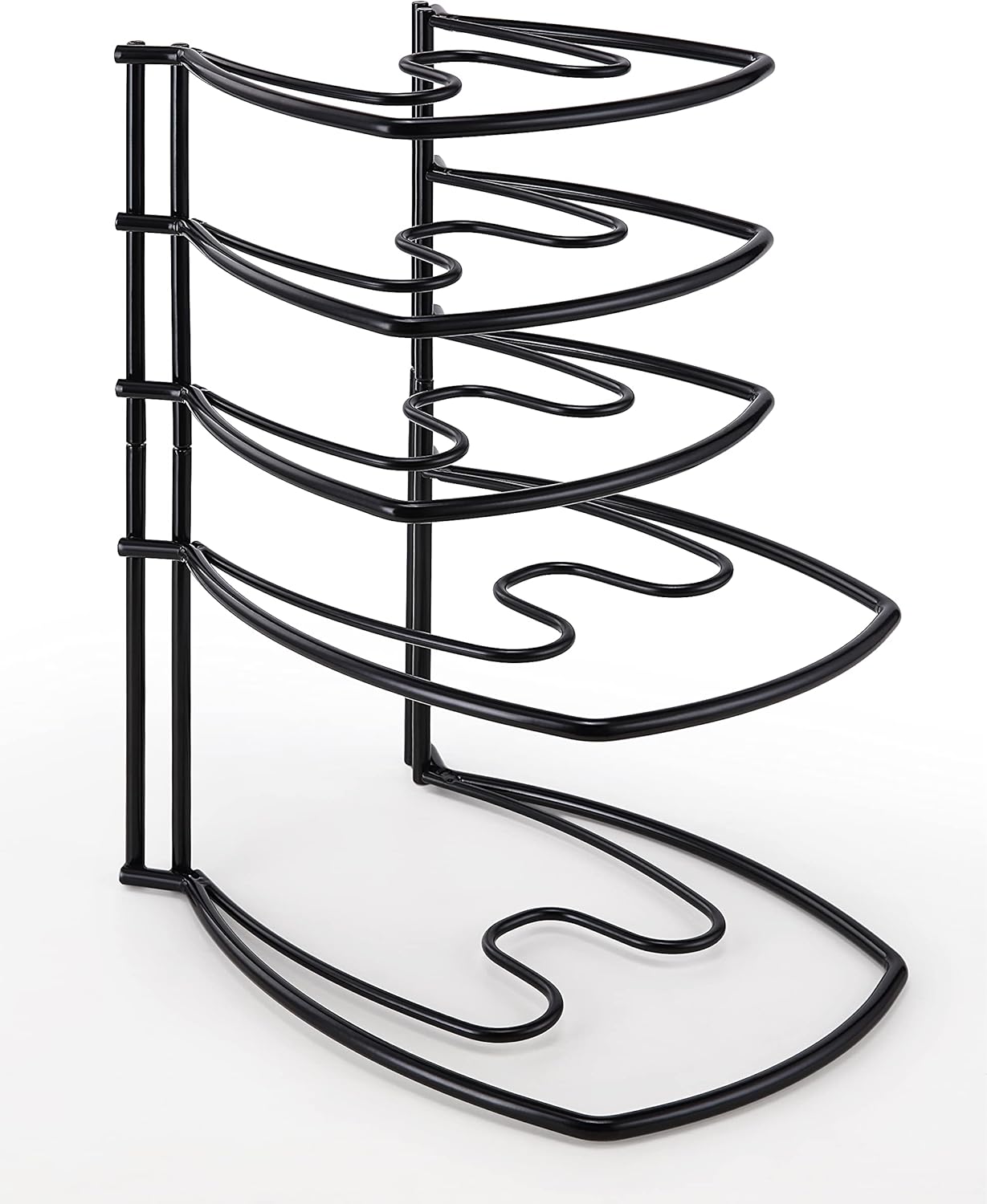 SunnyPoint Heavy Duty Pan Organizer, Extra Large 5 Tier Rack - Holds Cast Iron Skillets, Dutch Oven, Griddles - Durable Steel Construction - Space Saving Kitchen Storage - Black 15.4-inch (Pro) : Home & Kitchen