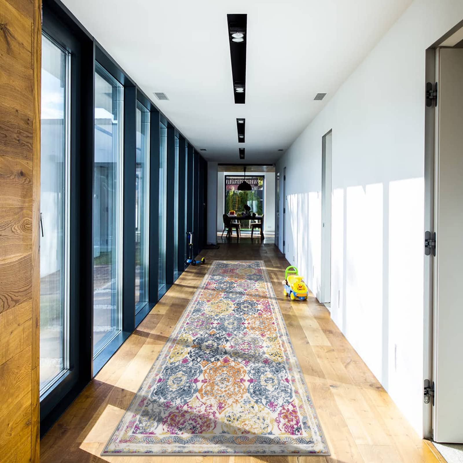 Vaukki Hallway Runner Rug, Vintage Shaggy Soft Laundry Rug Runner, Non Slip Entryway Runner Mat, Washable Farmhouse Kitchen Area Carpet for Bathroom,