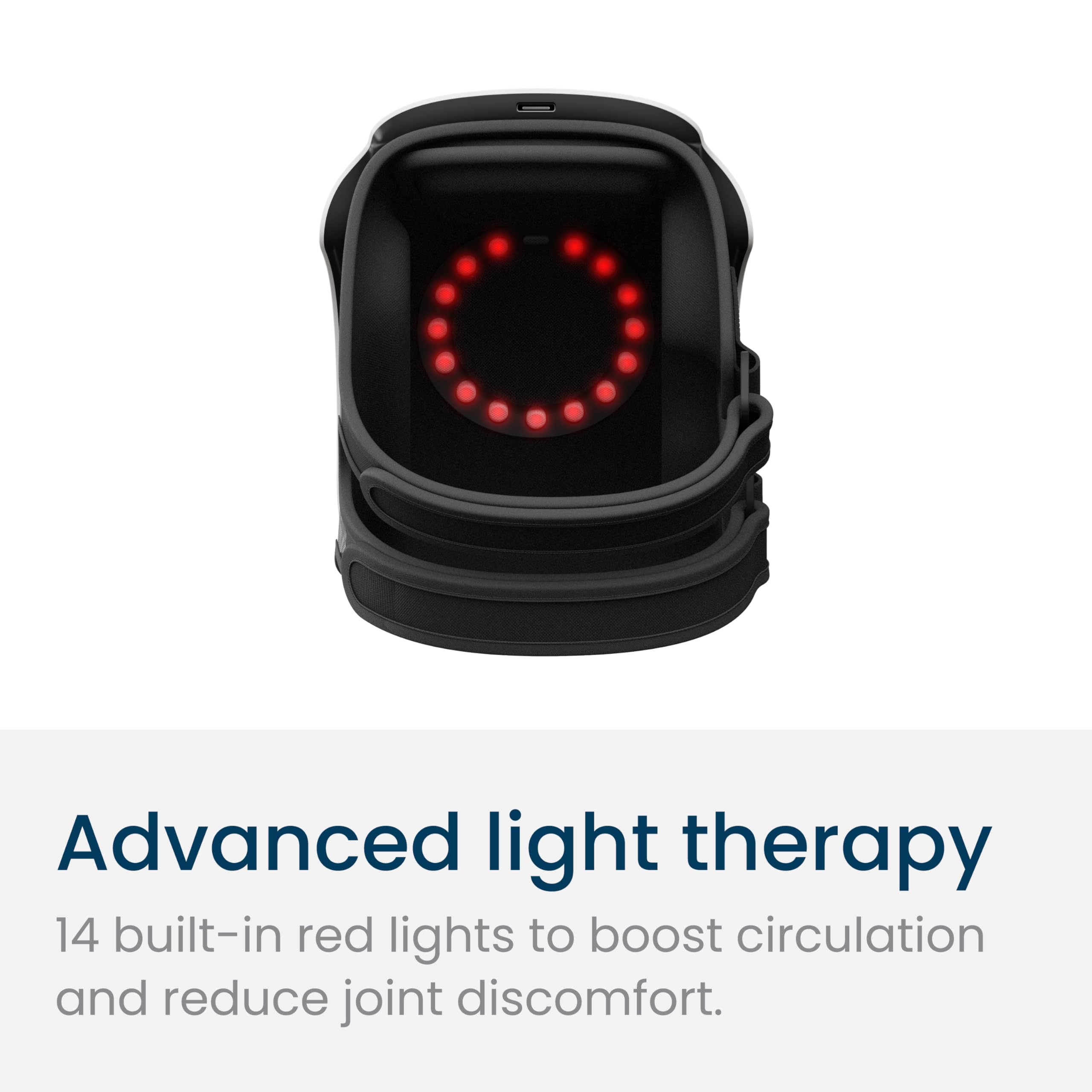 PhysioFlex - Masajeador de articulaciones inalámbrico, para rodilla, hombro y codo, 3 niveles ajustables de calor y vibración, terapia de luz roja, pantalla táctil LED, alivia el dolor en las
