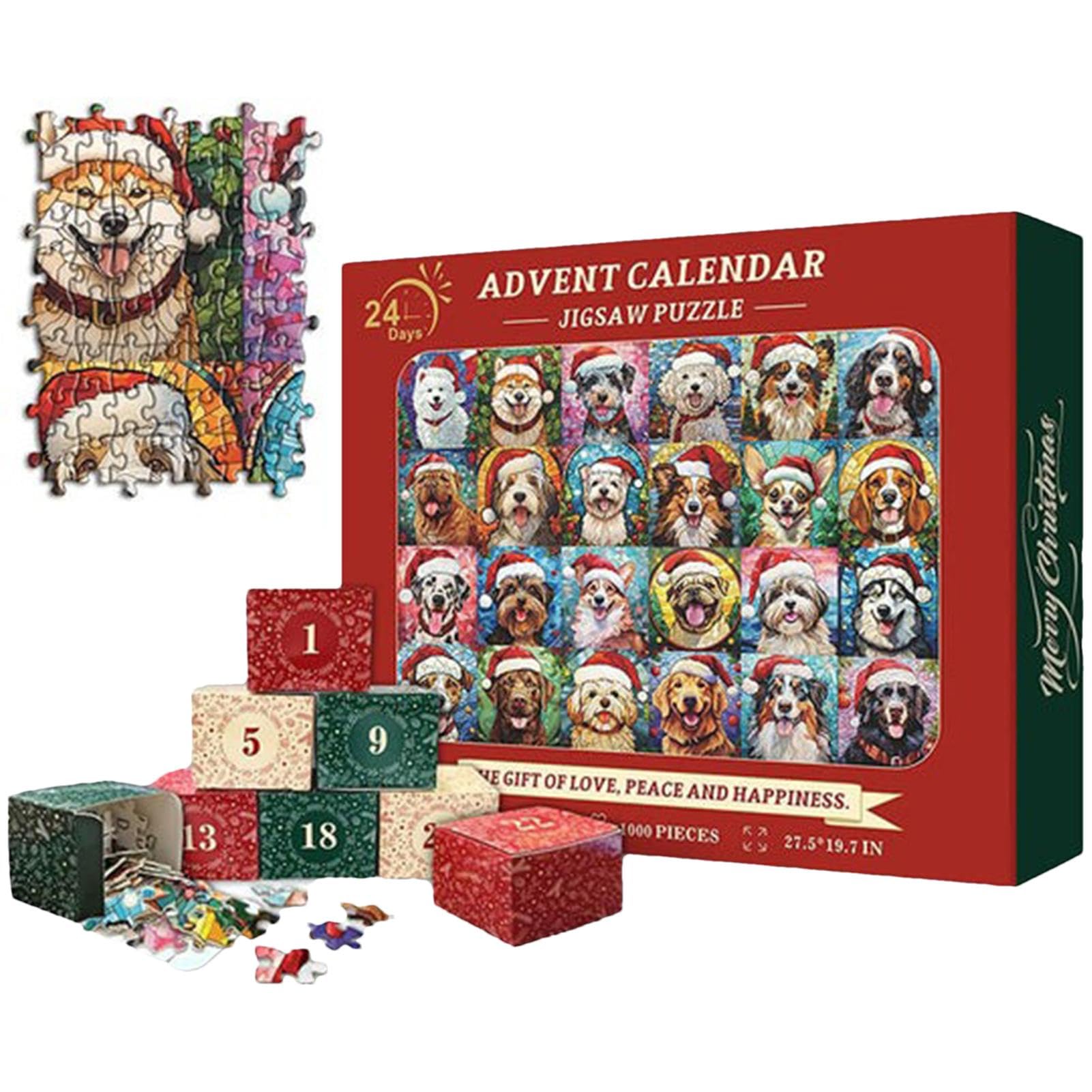 Weihnachts Countdown Puzzle 1000 Teile - Hunde Design Adventskalender Puzzle