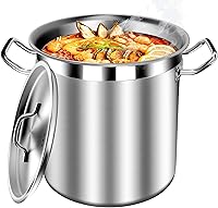Vista 11 de Olla Grande para Sopa con Tapa - Ollas de Acero Inoxidable de 40 Cuartos, Ollas de Cocina, Olla con Tapa, Ollas Grandes para Cocinar, Resistente