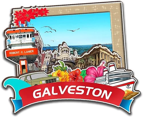 Miniatura 1 de Galveston - Imán de madera para nevera, diseño de Texas USA en 3D, recuerdos coleccionables, decoración hecha a mano