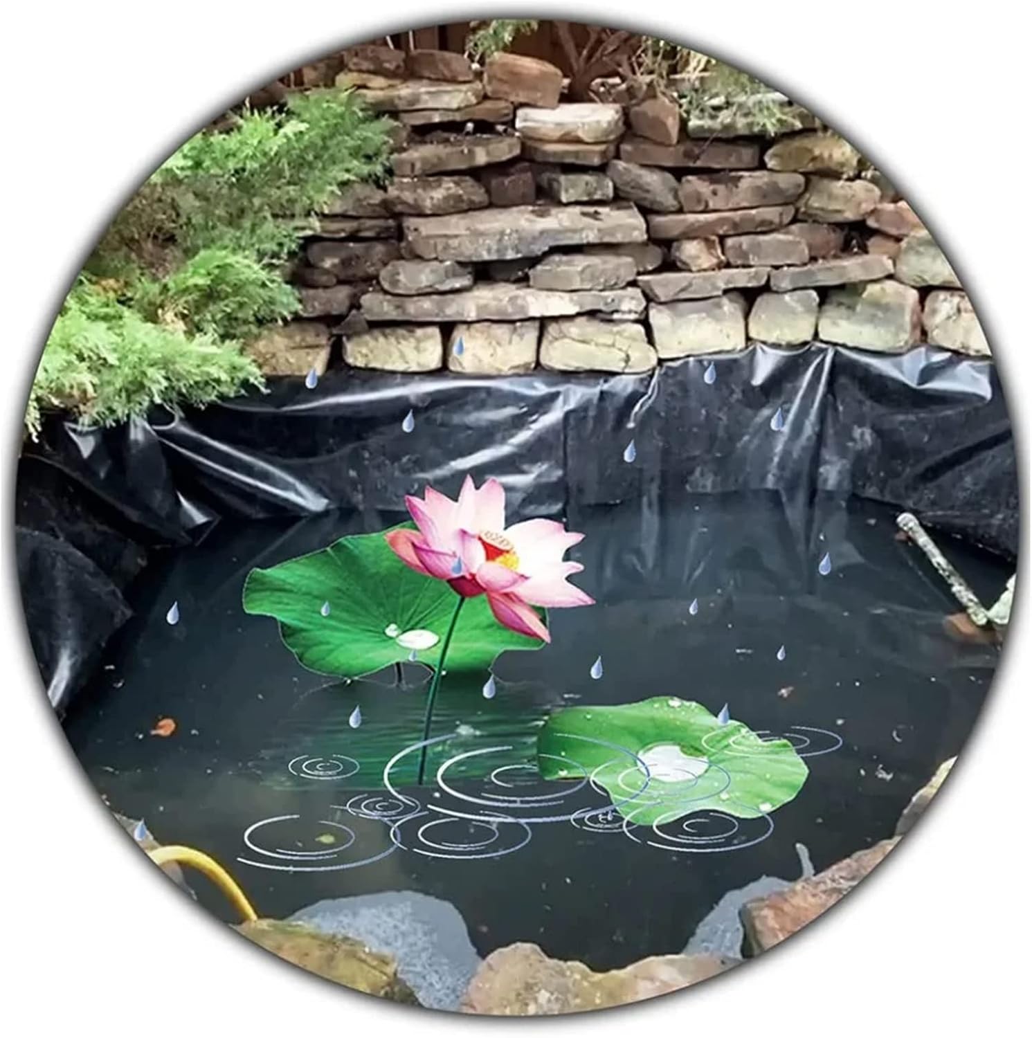 Black Pond Liner 0.3mm Waterproof Geomembrane for Fish Ponds, Backyard Waterfalls & Water Features - Durable 2x3m Garden Pond Liner