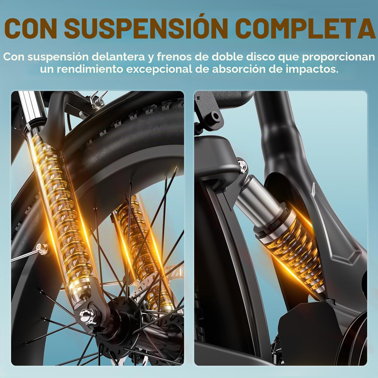 Bicicleta de montaña eléctrica para adultos Tifgalop, 20 pulgadas, batería extraíble, 48V 15.6Ah, suspensión total, 7 velocidades, unisex.