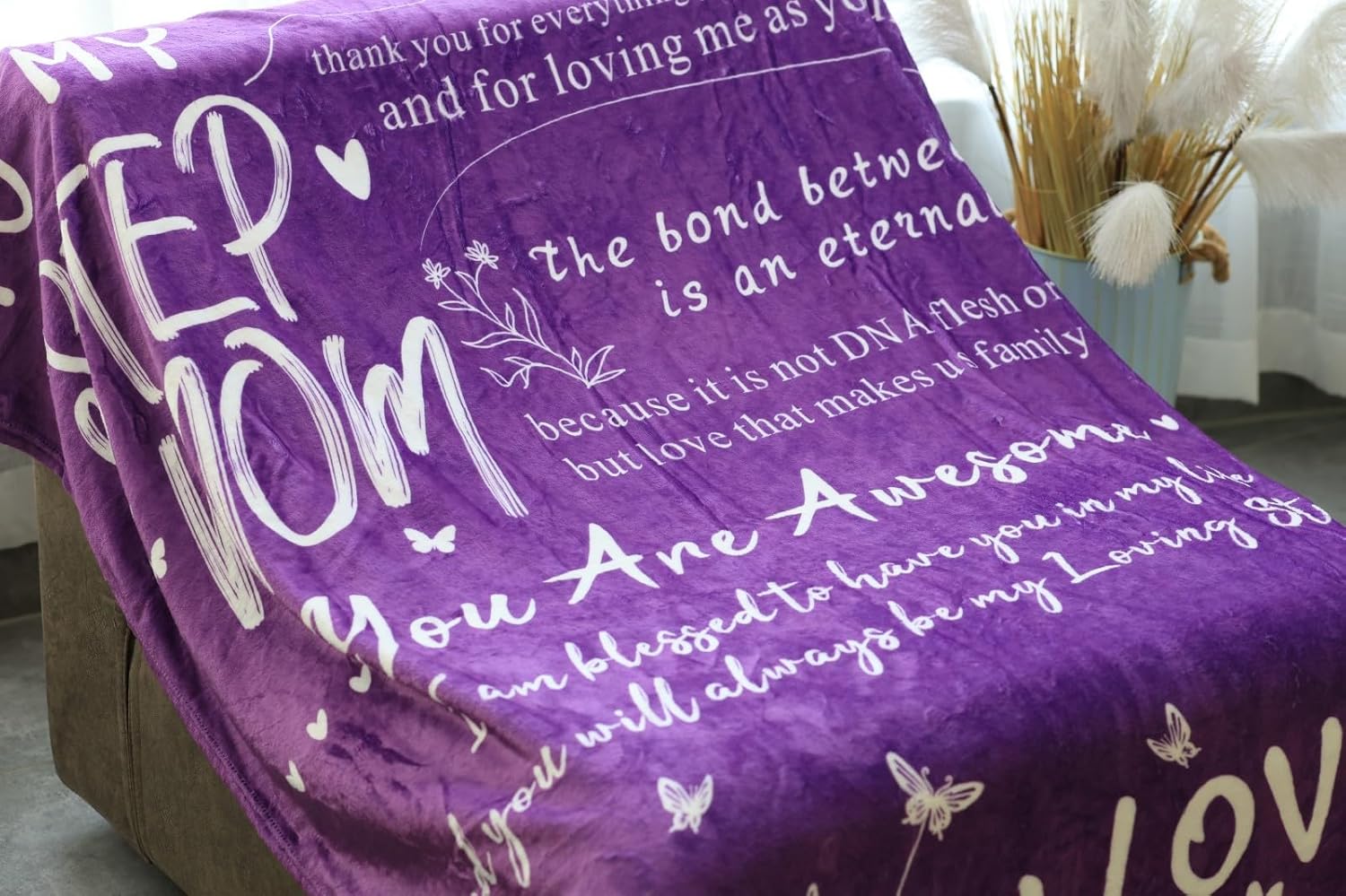 Step Mom Blanket to My Step Moms 50X60 Soft Throw Blanket 310 Grams Purple Throw Gifts for Bonus Moms Meaningful Mother's Day Present Easy Maintenance Designed - Image 4