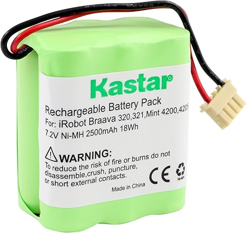 Kastar Batería BRAAVA320 (1 paquete), Ni-MH 7.2V 2500mAh, repuesto para iRobot Braava 320, iRobot Braava 321, Mint 4200, Mint 4205, Robot limpiador