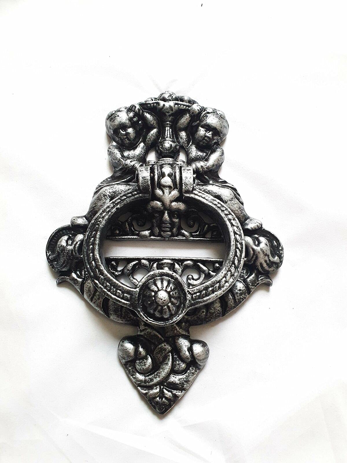Manor Silver Cherub Front Door Knocker Pewter Antique
