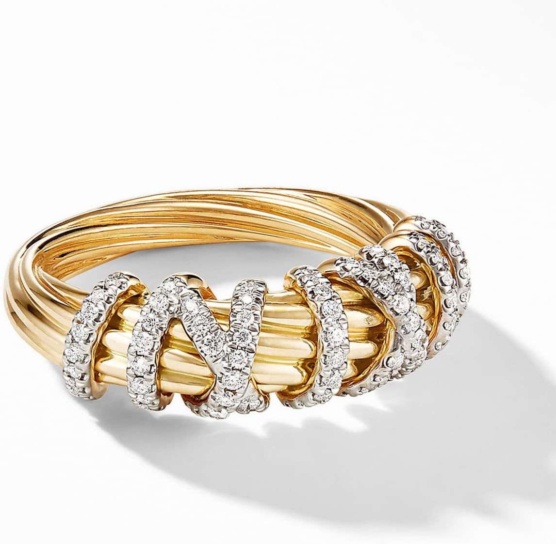 18k Gold Geometric Line Women's Ring Fashionable Cubic Zirconia Gold Rings for Women14K Gold Plated Diamond Wedding Promise Engagement Rings Stackable Fashion Dainty Gold Rings - Image 4