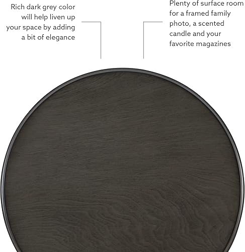 Miniatura 7 de Powell Mesa de acento lateral de pedestal de eje torneado redondo Tarkin gris oscuro