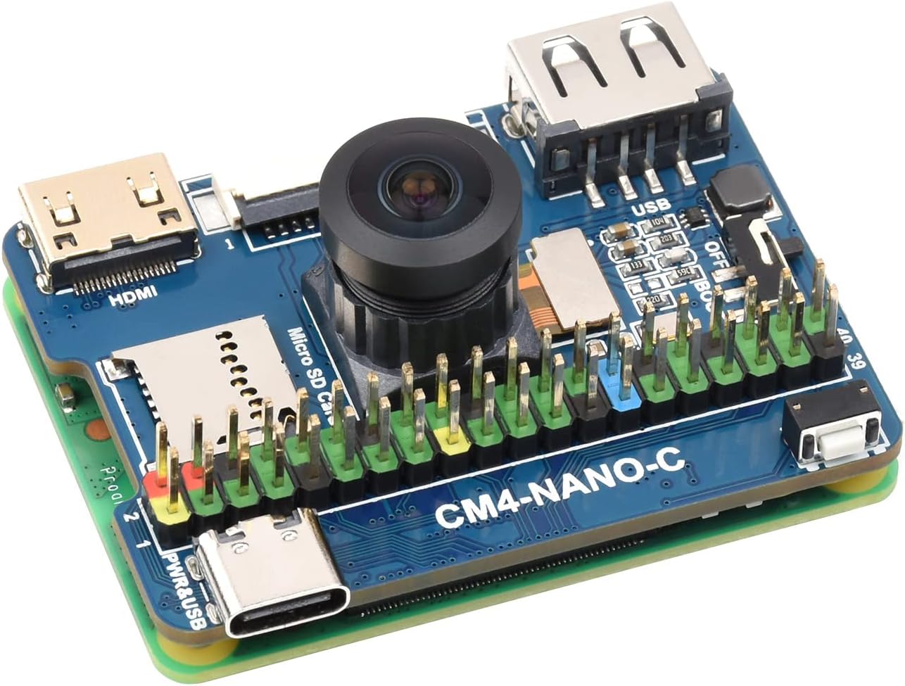 Nano Base Board (C) for Raspberry Pi Compute Module 4 Lite/EMMC, Same Size As The CM4,Standard CM4 Socket,With Multiple Peripheral Interfaces,Onboard 8MP Camera