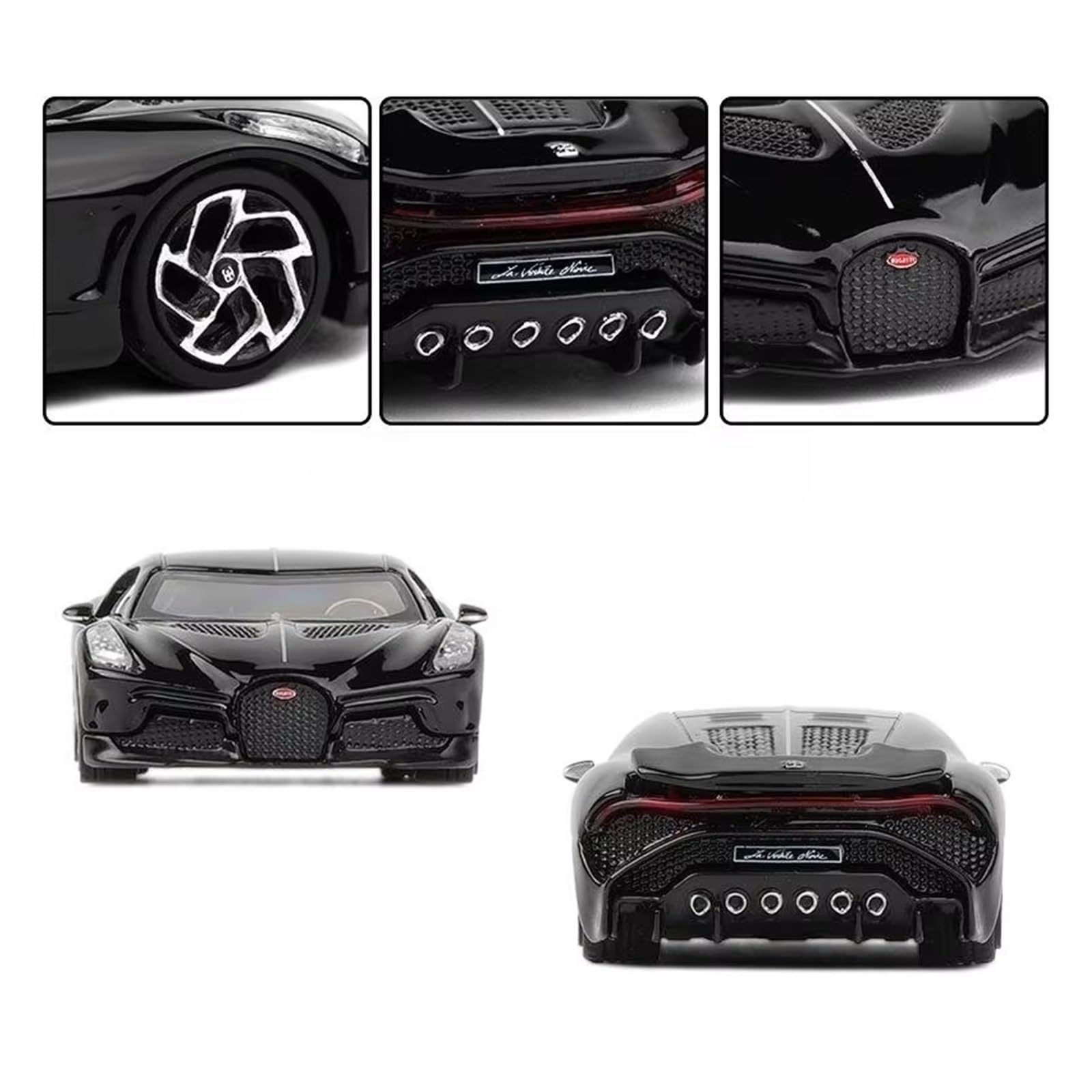 1/64 Per Bugatti Modello Di Auto Giocattolo Ruote Libere Pressofuso In Lega Di Zinco Collezione Regalo(Black,With box)
