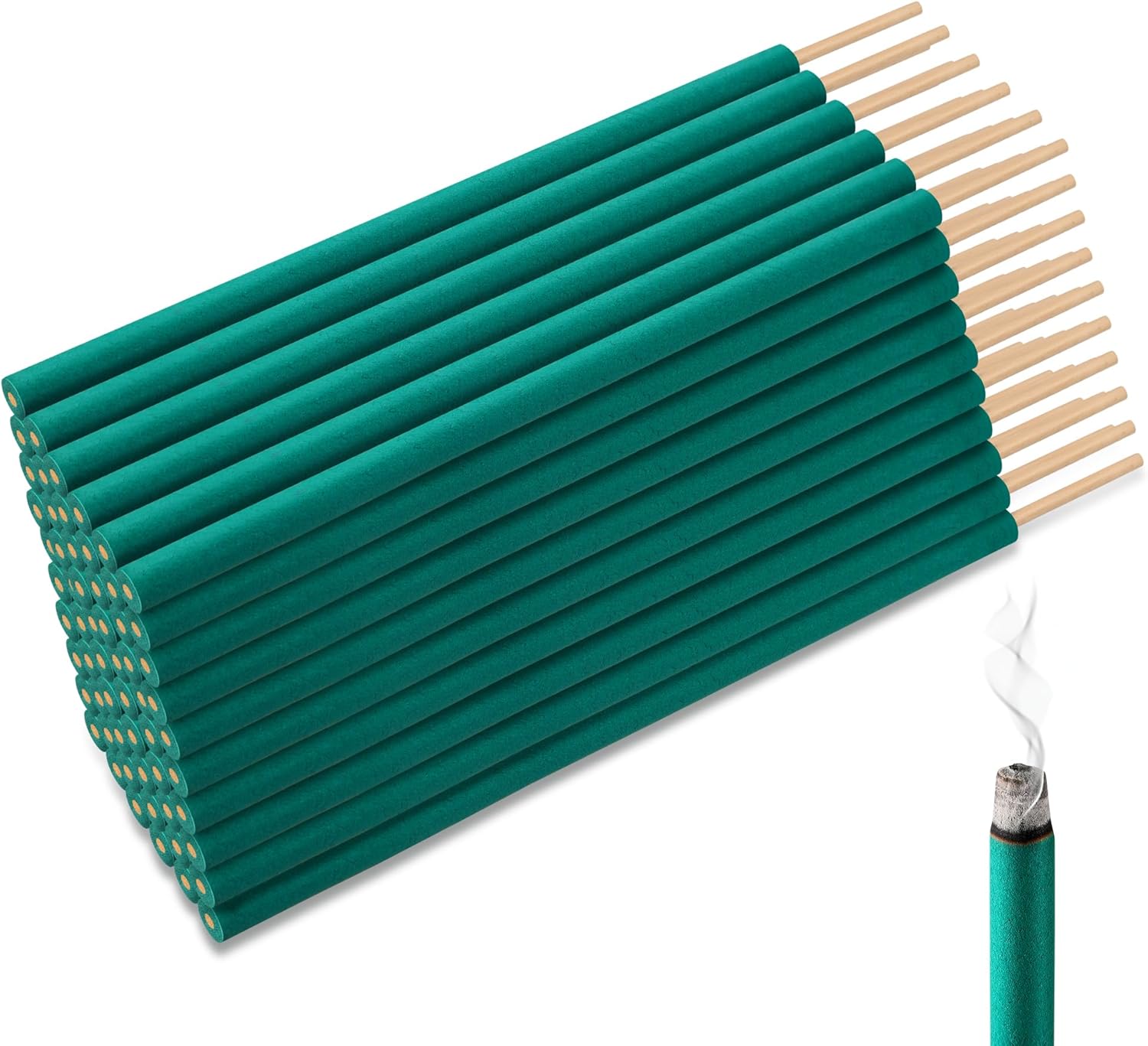 Qualirey 60 Pcs Citronella Incense Sticks, Green Citronella Sticks for Outside Made from Natural Plants, Reaches Up to 12 Feet for Patio Backyard Travel Camping Picnics Swimming Outdoor Activities