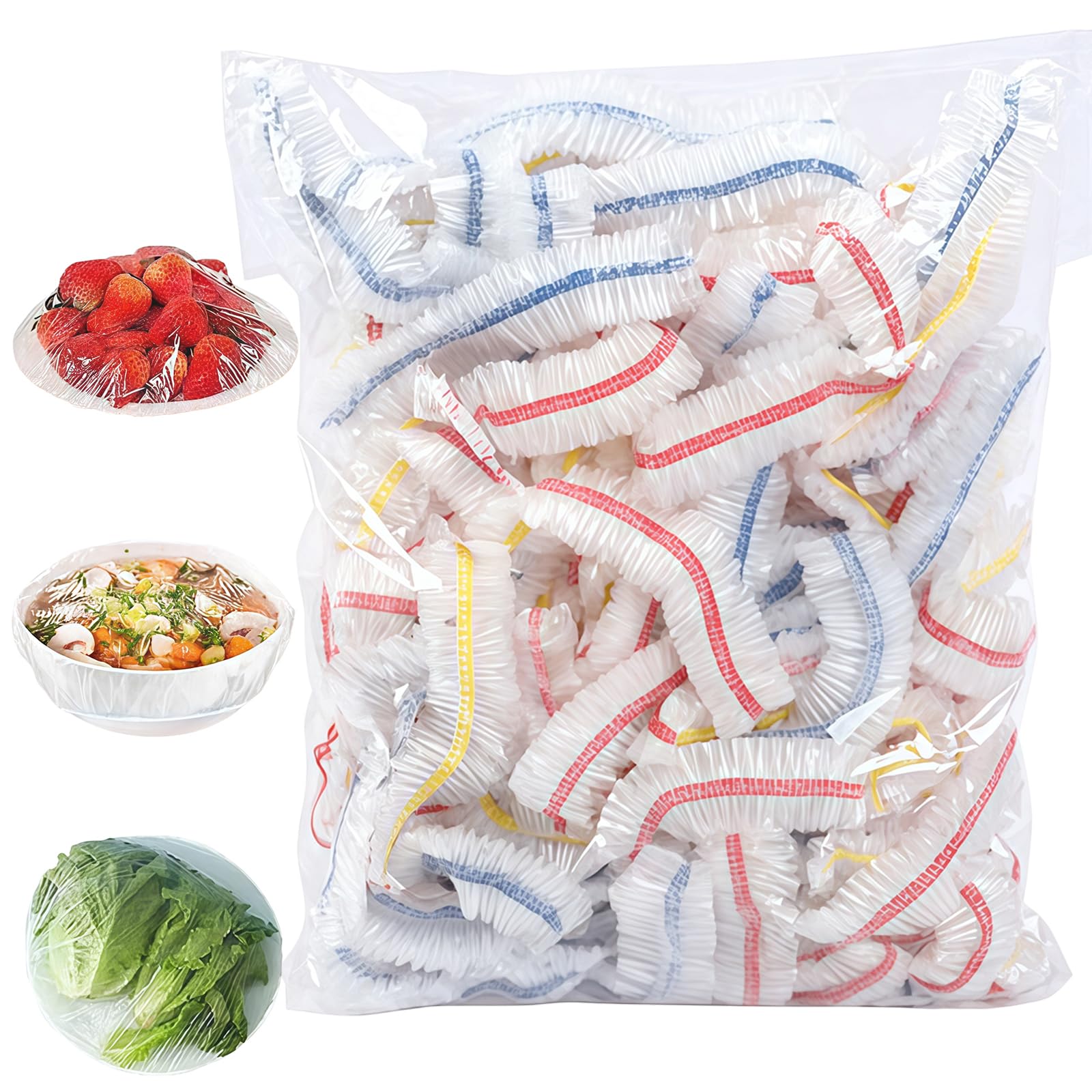 100pcs Durable Colorful Stretch Food Covers Plastic Stretch