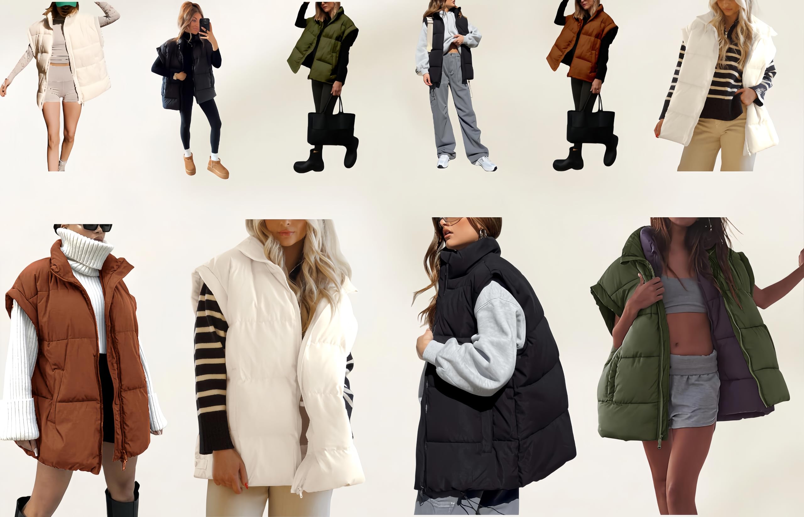 Damen Westen Damen Oversize Steppweste mit Stehkragen Kurzen Ärmeln Reißverschluss Winterweste Ärmellose Steppjacke Lässige Steppjacke mit Tasche