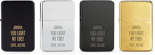 Miniatura 8 de Weddingstar Encendedor personalizado a prueba de viento de metal personalizado dorado cepillado - Emblema de diamante grabado monograma