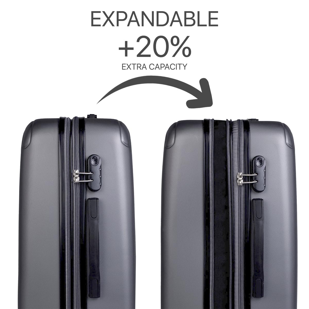 ITACA - Maleta Mediana con 4 Ruedas Giratorias para Viajes Largos Tipo Trolley Ideal como Maletas de Viaje Grandes 23 Kilos y Maleta Viaje Mediana Resistentes, Antracita — view 3