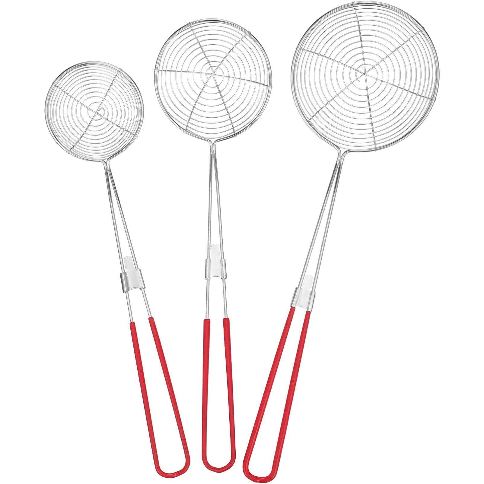 Kichvoe 3pcs Stainless Steel Strainer Colander Ladles with Coated Handles for Cooking Easy to Clean and Store Versatile Kitchen Essentials