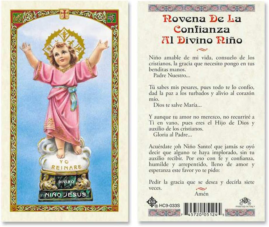 Gigi's Classy Kids Novena De La Confianza Al Nino Divino Tarjetas de Oracion Laminadas en Espanol Laminated Prayer Cards - Pack of 25-